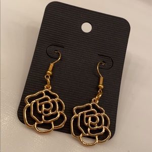 gold rose earrings